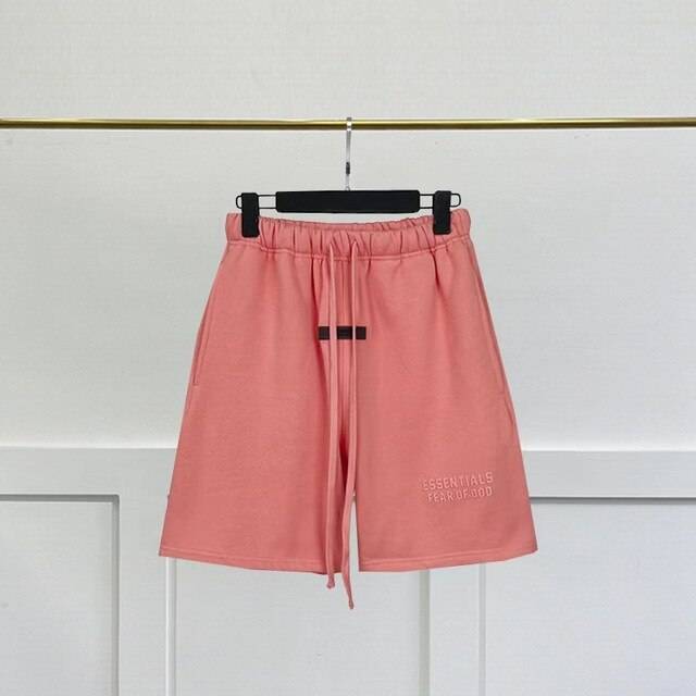 Flocked Letter Casual Elastic Waist Shorts